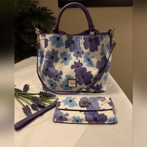 Dooney and Bourke Breanna Bloom Satchel and matching Wristlet Set - Like New